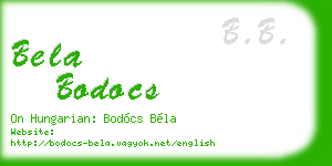 bela bodocs business card
